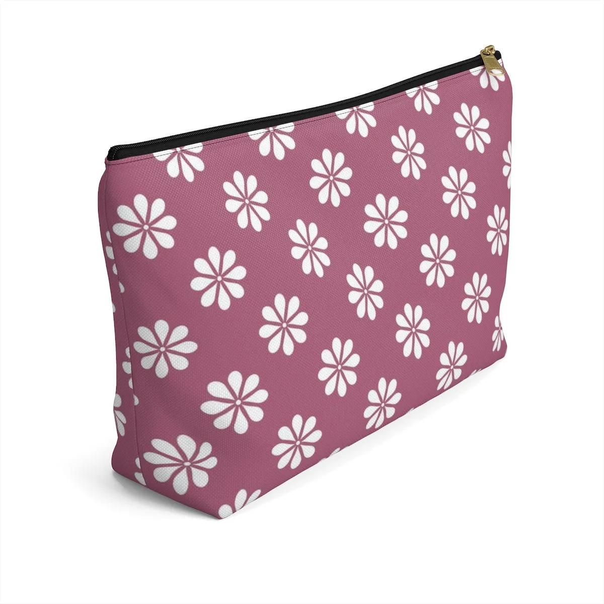 Purple Floral Accessory Pouch w T-bottom