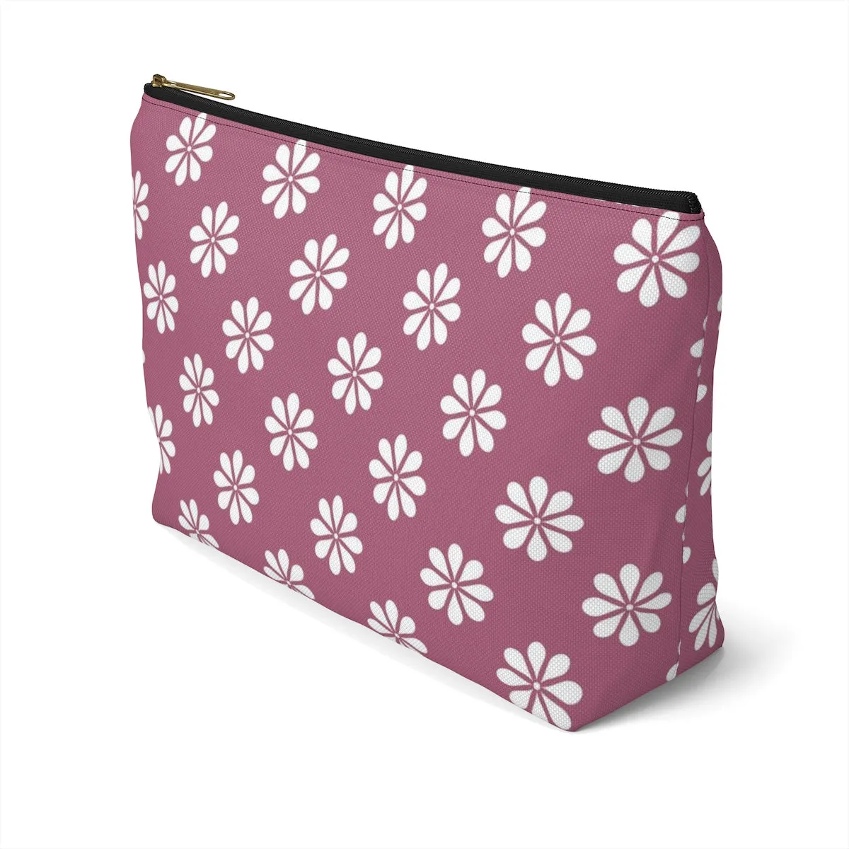 Purple Floral Accessory Pouch w T-bottom