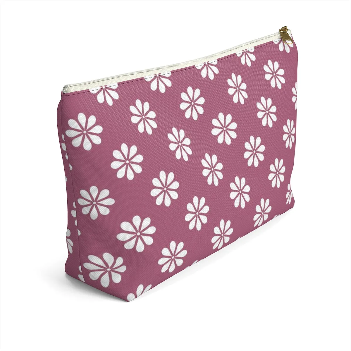 Purple Floral Accessory Pouch w T-bottom