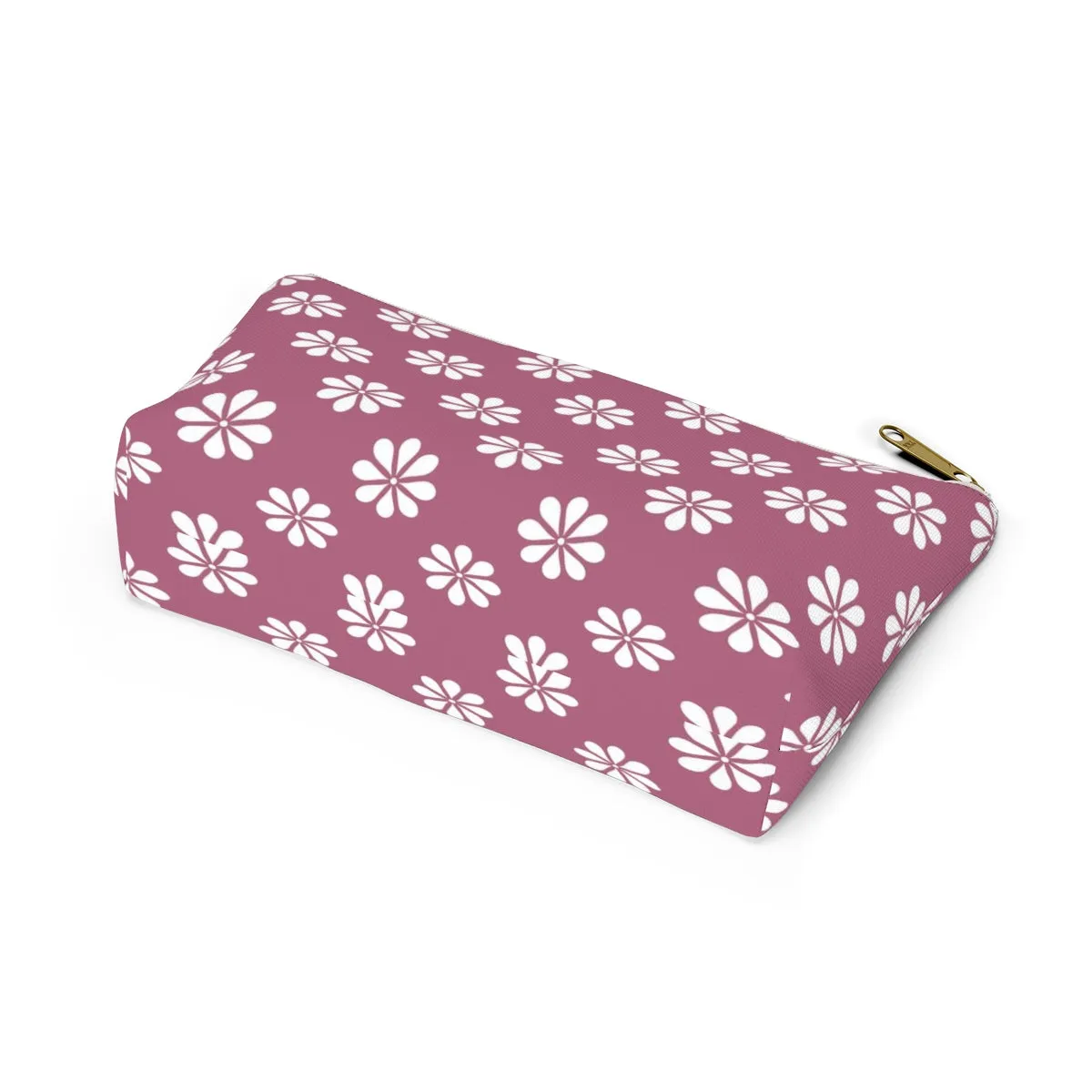 Purple Floral Accessory Pouch w T-bottom
