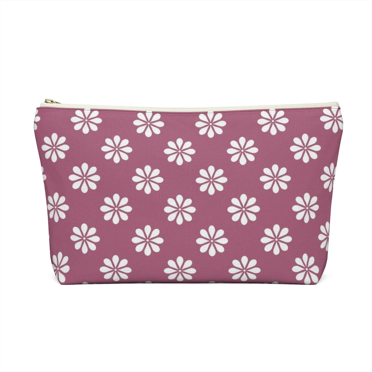 Purple Floral Accessory Pouch w T-bottom