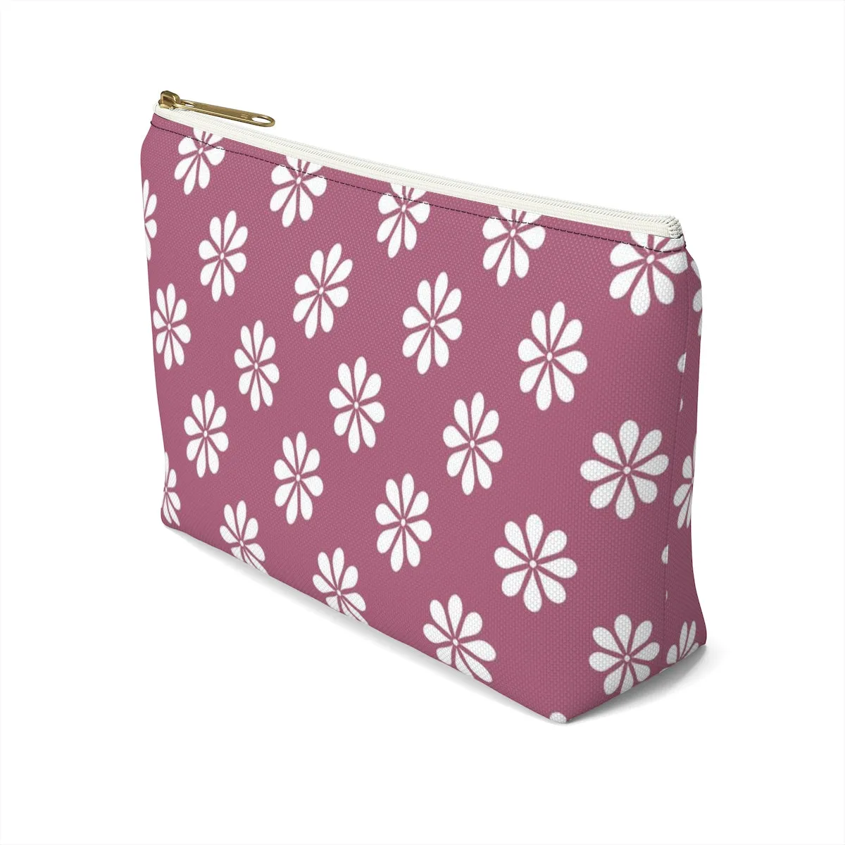 Purple Floral Accessory Pouch w T-bottom