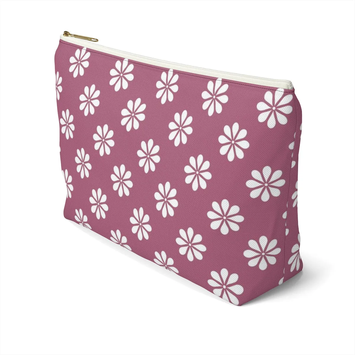 Purple Floral Accessory Pouch w T-bottom