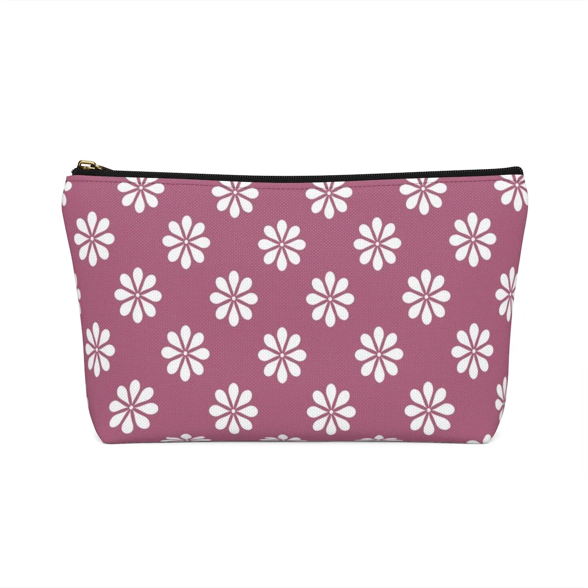Purple Floral Accessory Pouch w T-bottom