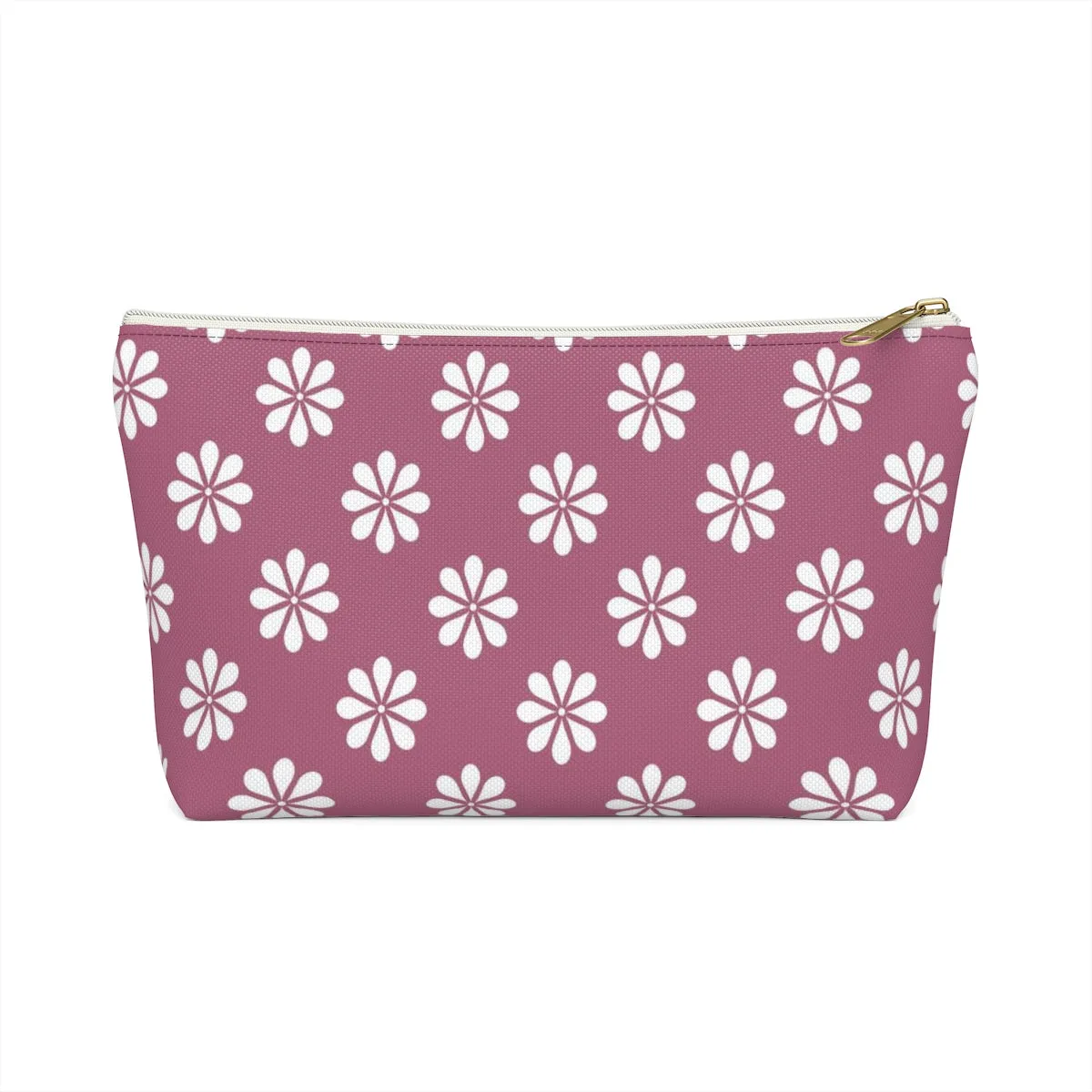 Purple Floral Accessory Pouch w T-bottom