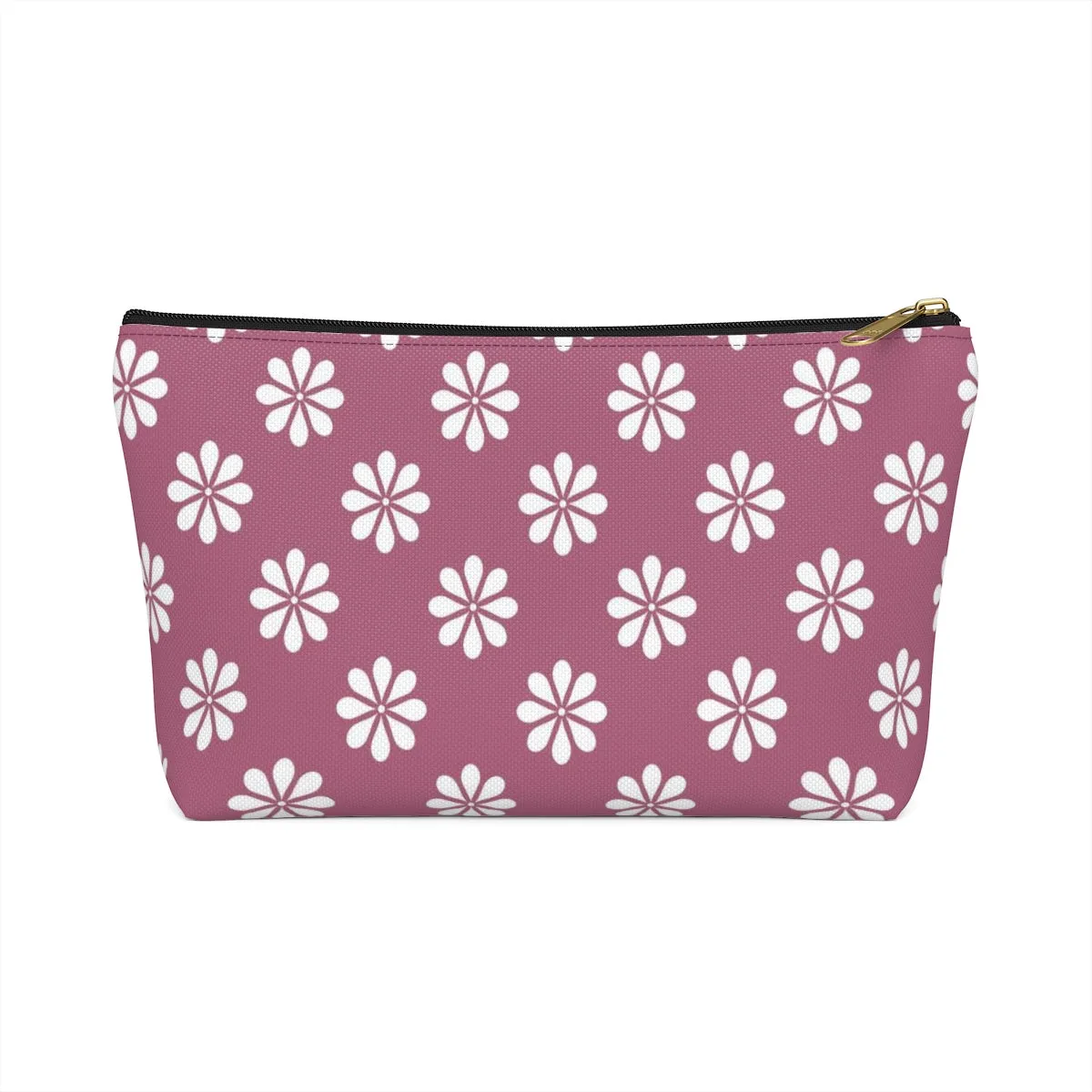 Purple Floral Accessory Pouch w T-bottom