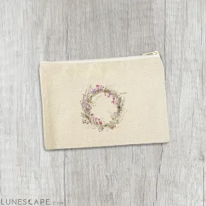 Purple Spring Wreath - Canvas Zipper Pouch