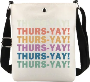 PWHAOO Teacher Funny Gift Thurs Yay Crossbody Bag Retro Thursday Travel Bag Weekday Gift