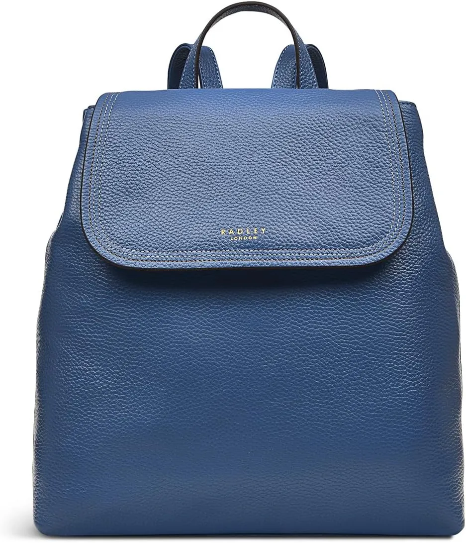 RADLEY London Colwyn Road Women’s Medium Leather Flapover Backpack, Vintage Blue