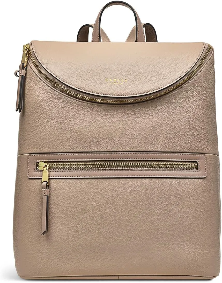 RADLEY London Crown Hill Women’s Medium Leather Flapover Backpack, Silt