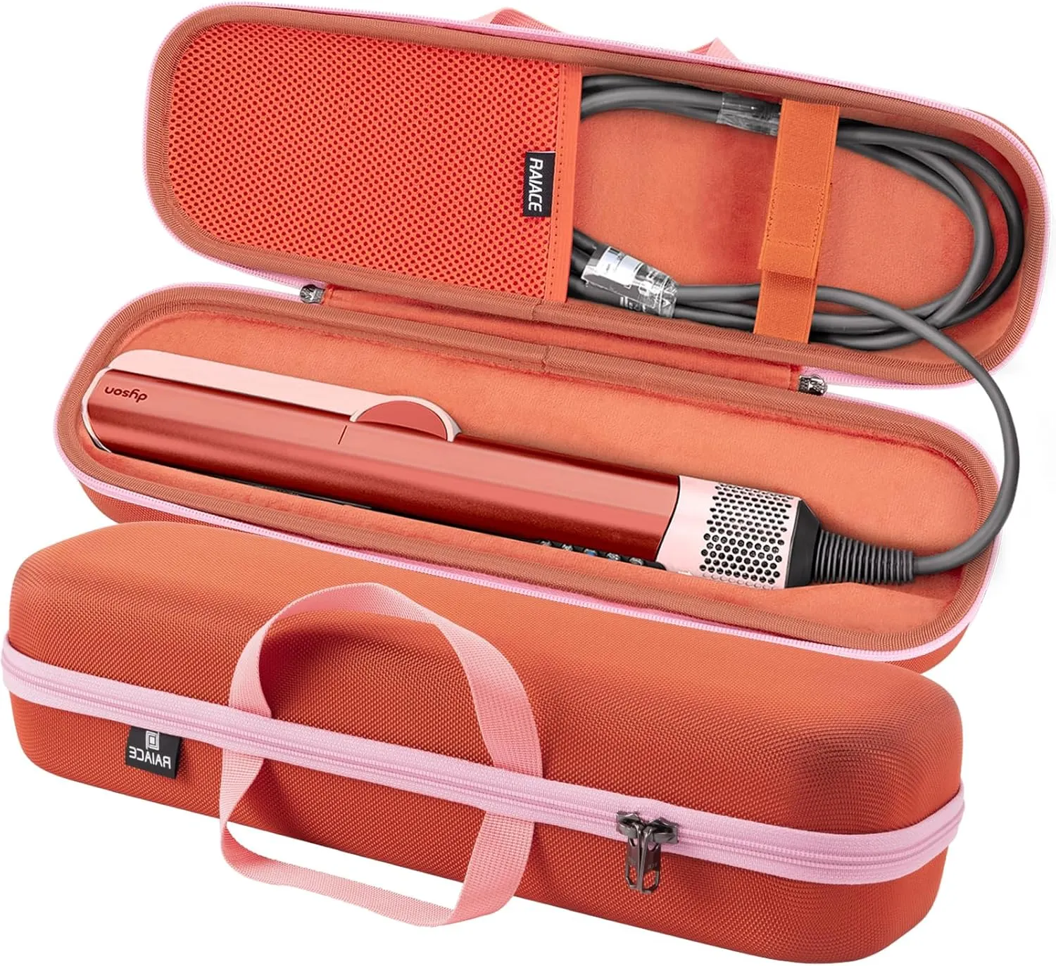 RAIACE Hard Carrying Case Compatible with dyson airstrait straightener, Travel Storage Bag. (for sale is case only) (Bronze red)