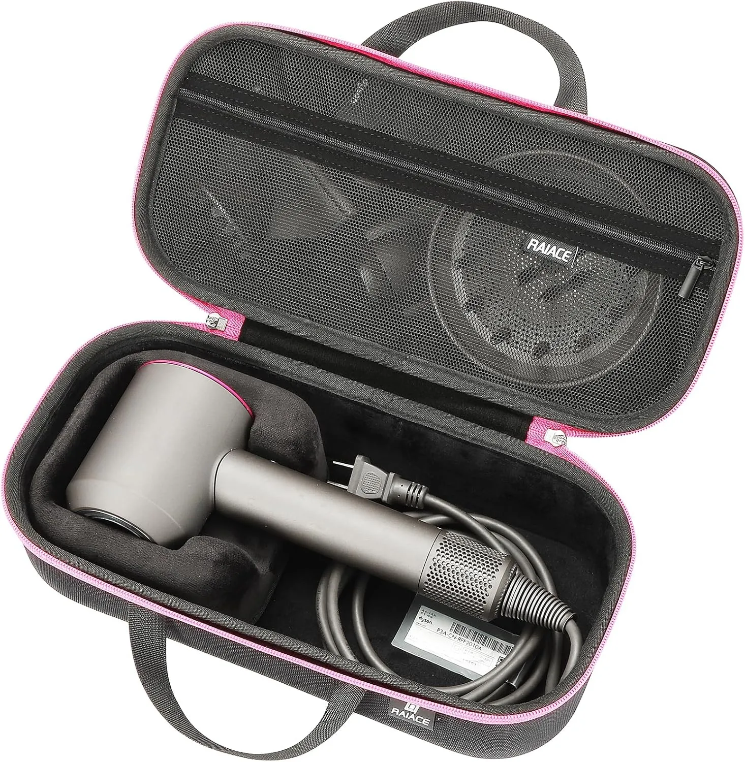 RAIACE Hard Storage Case Compatible with Dyson Hair Dryer, Travel Carrying Bag. (for Sale is case only). - Black(Black Lining)