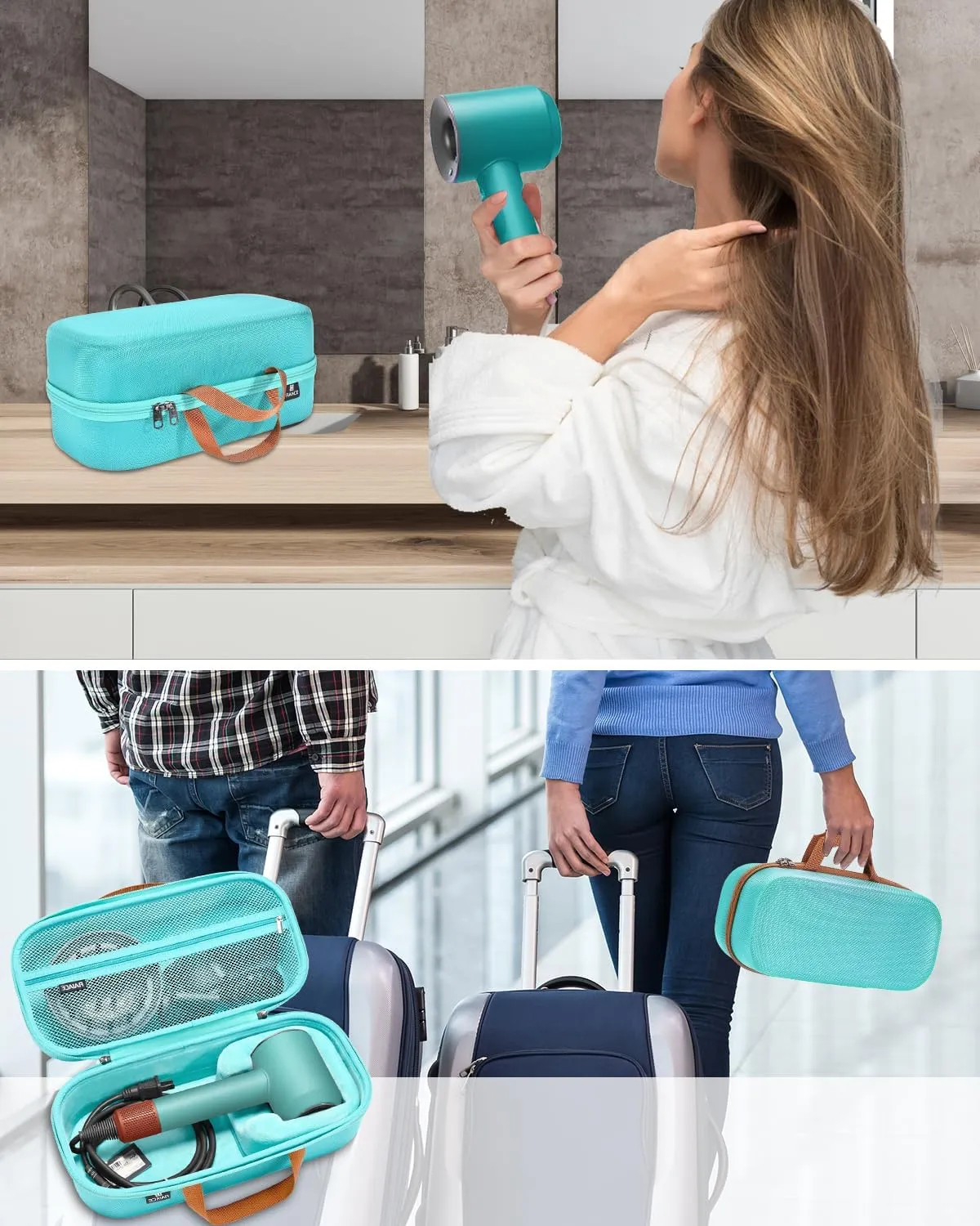 RAIACE Hard Storage Case Compatible with Dyson Hair Dryer, Travel Carrying Bag. (for Sale is case only). - Green