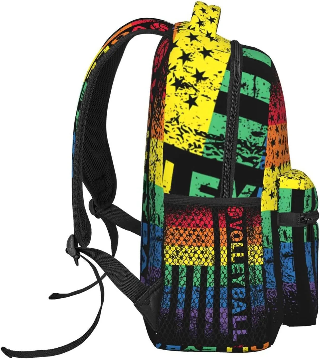 Rainbow American Flag Volleyball Gay Pride LGBTQ Sports Casual Backpacks Sport Backpack Travel Rucksack Canvas Daypack Workout Bags with Pockets for Gym Working Hiking