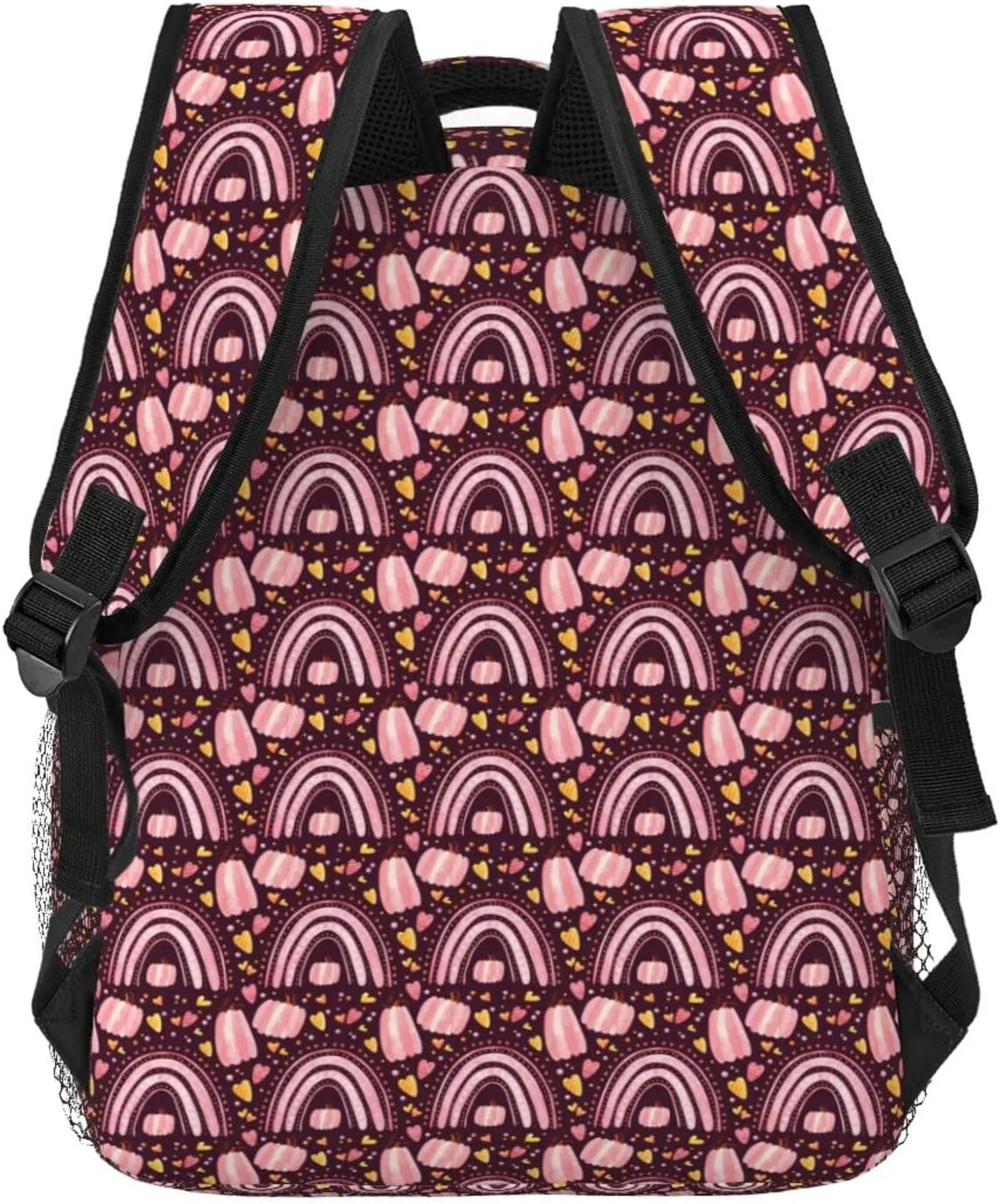 Rainbows And Pumpkin Backpack Lightweight Laptop Backpack Casual Daypack Travel Double Shoulder Bag For Women Men