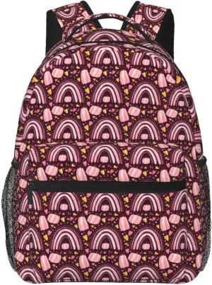 Rainbows And Pumpkin Backpack Lightweight Laptop Backpack Casual Daypack Travel Double Shoulder Bag For Women Men