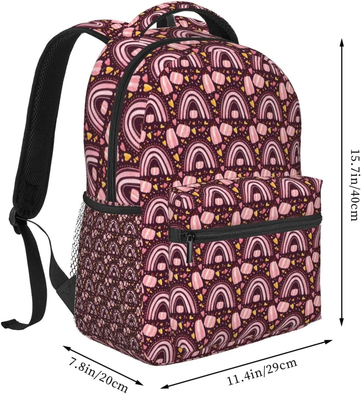 Rainbows And Pumpkin Backpack Lightweight Laptop Backpack Casual Daypack Travel Double Shoulder Bag For Women Men