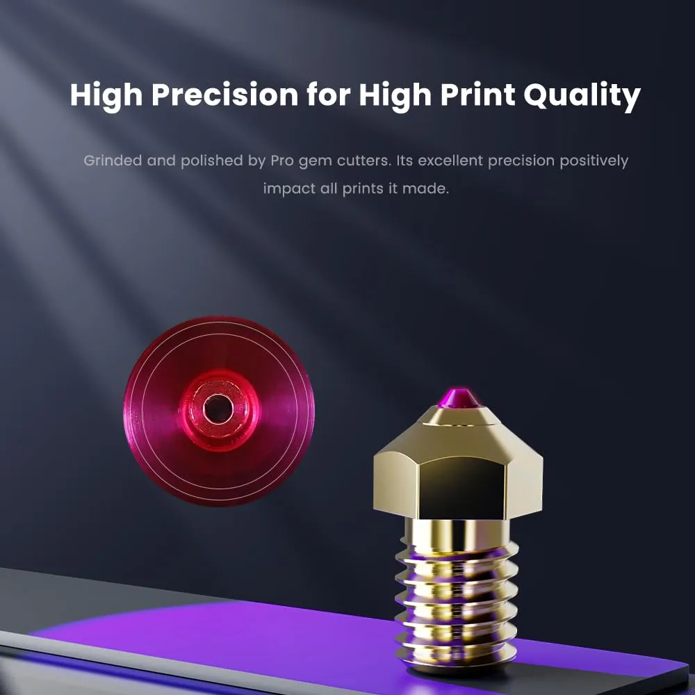 Rapid Change Ruby Nozzle 0.6mm for E3D Revo HotEnd, Hardened & Abrasion Resistant for Precision Additive Manufacturing