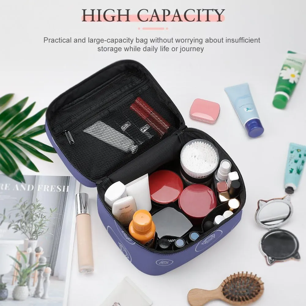 RASHU Blueberries Fruit Makeup Cosmetic Box Zipper Storage Bag Portable Toiletry Bag with Divider Tools Accessories Case Travelling Essentials Travel Organizer for Women