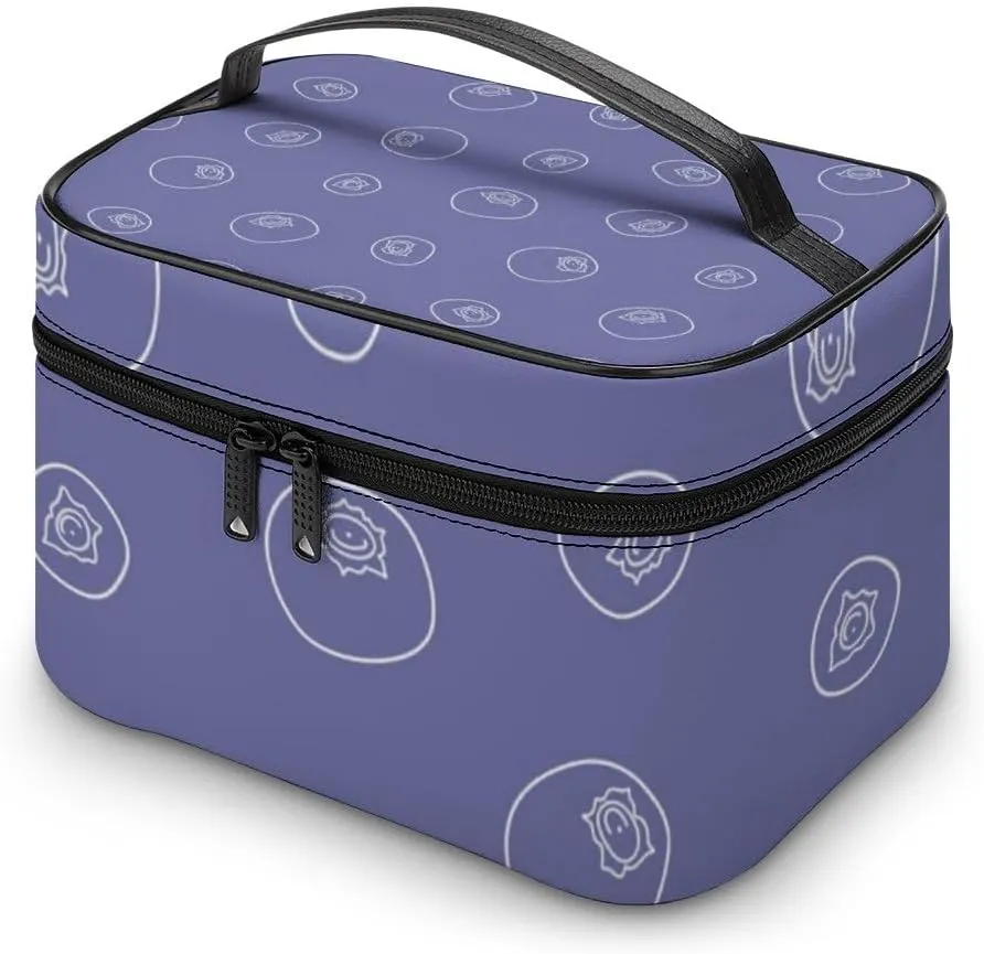 RASHU Blueberries Fruit Makeup Cosmetic Box Zipper Storage Bag Portable Toiletry Bag with Divider Tools Accessories Case Travelling Essentials Travel Organizer for Women