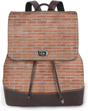 Red Brick Wall Texture Print Versatile Double Shoulder Bag With Buckle Flap For Fashionable Women