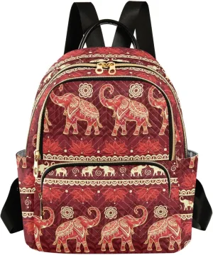 Red Elephant Migration Fashion Travel Backpack for Women Multi Pockets Lightweight Purse for Women-M