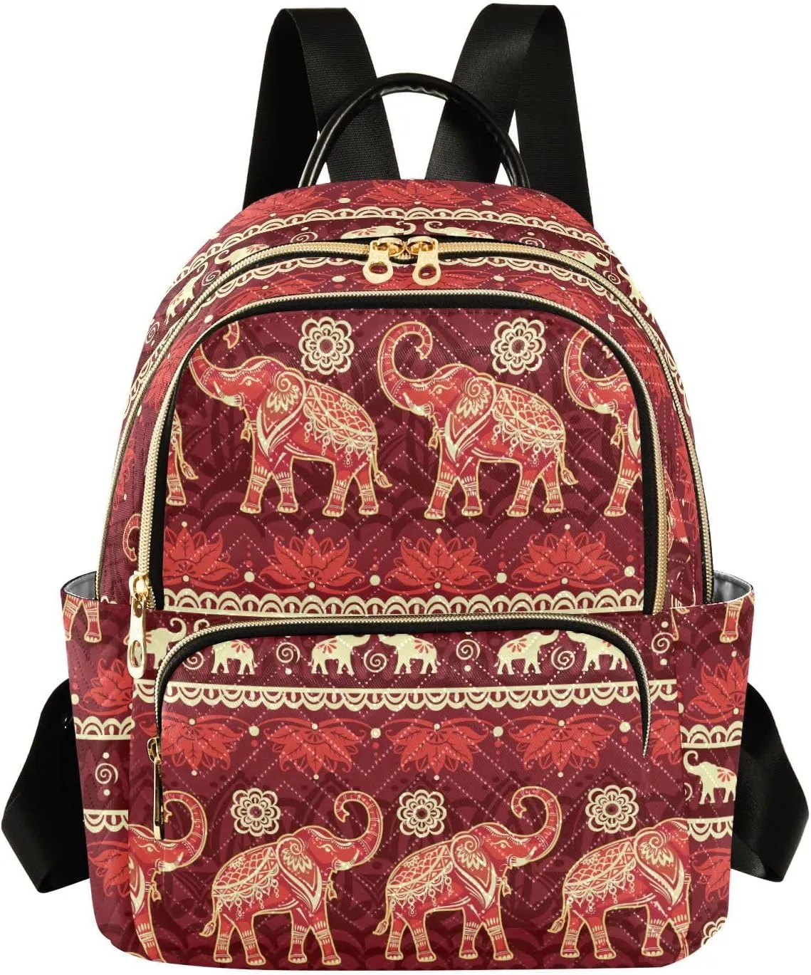 Red Elephant Migration Fashion Travel Backpack for Women Multi Pockets Lightweight Purse for Women-M