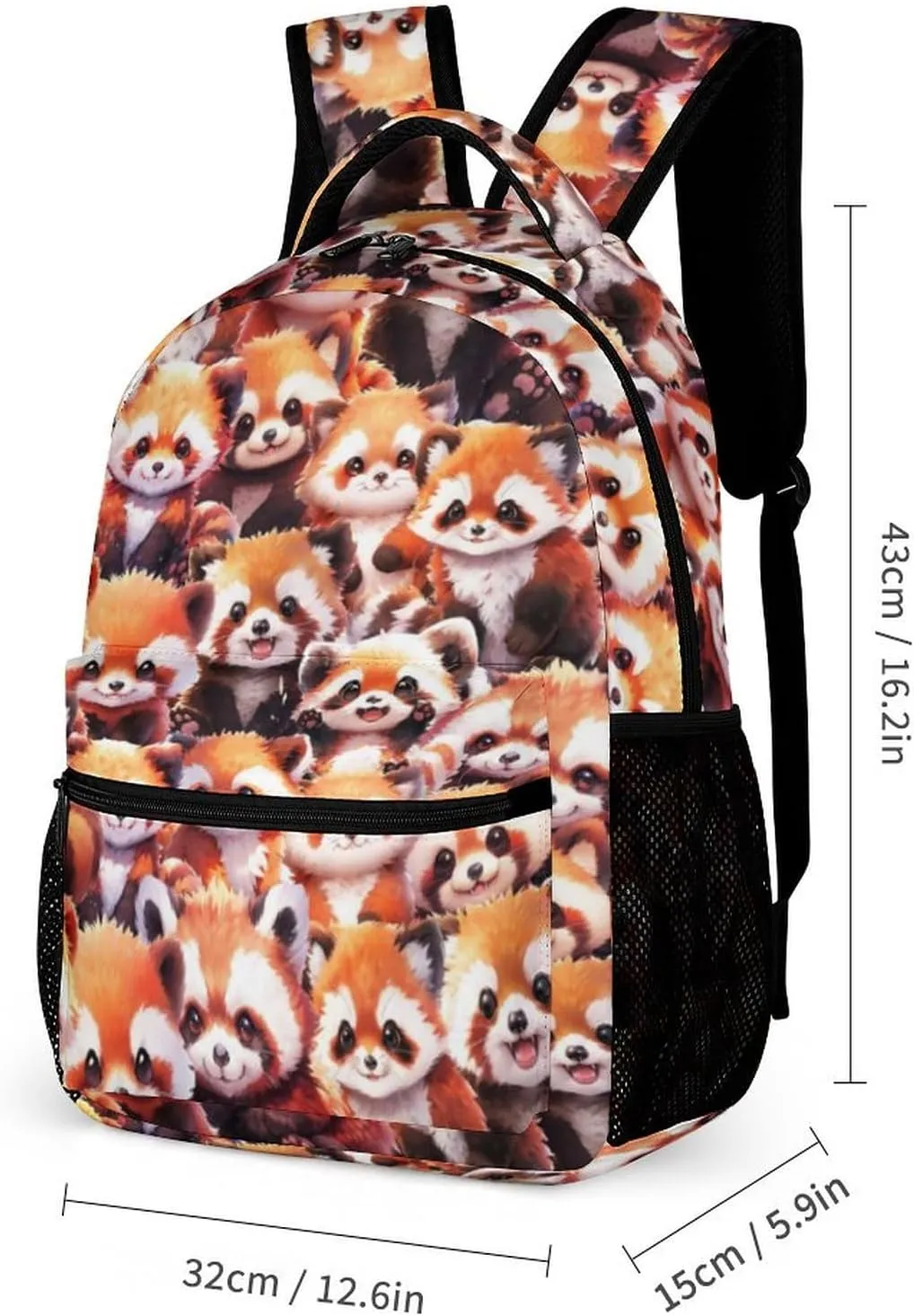 Red Panda School Backpack for Kids Girls Boys, 16 Inch Cute Red Pandas Themed Bookbag, Personalized School Backpack for Students Children, Lightweight, Large Capacity