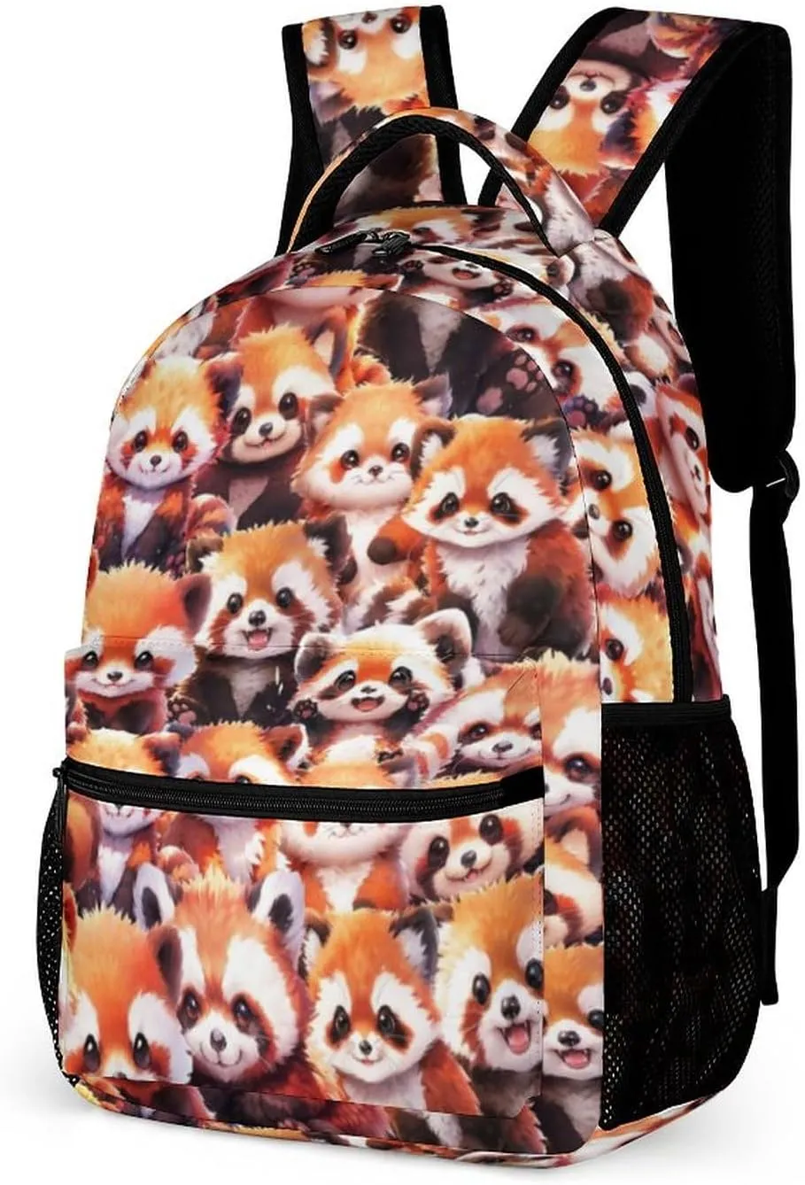 Red Panda School Backpack for Kids Girls Boys, 16 Inch Cute Red Pandas Themed Bookbag, Personalized School Backpack for Students Children, Lightweight, Large Capacity