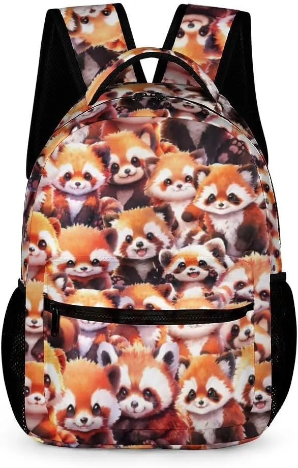 Red Panda School Backpack for Kids Girls Boys, 16 Inch Cute Red Pandas Themed Bookbag, Personalized School Backpack for Students Children, Lightweight, Large Capacity
