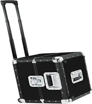 Reloop 120 Trolley Record Case - Classic Record Case with Trolley Frame, Removable Trolley Frame, Robust Construction, Black