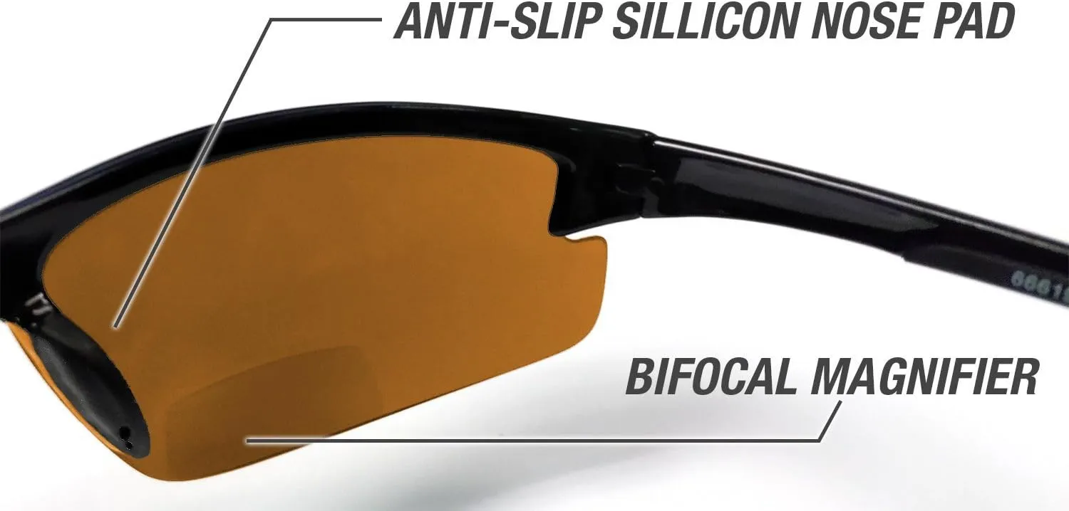 RENEGADE Patented Bifocal Polarized Reader Half Rim Men's Fishing Sunglasses 100% UV Protection with Microfiber Bag