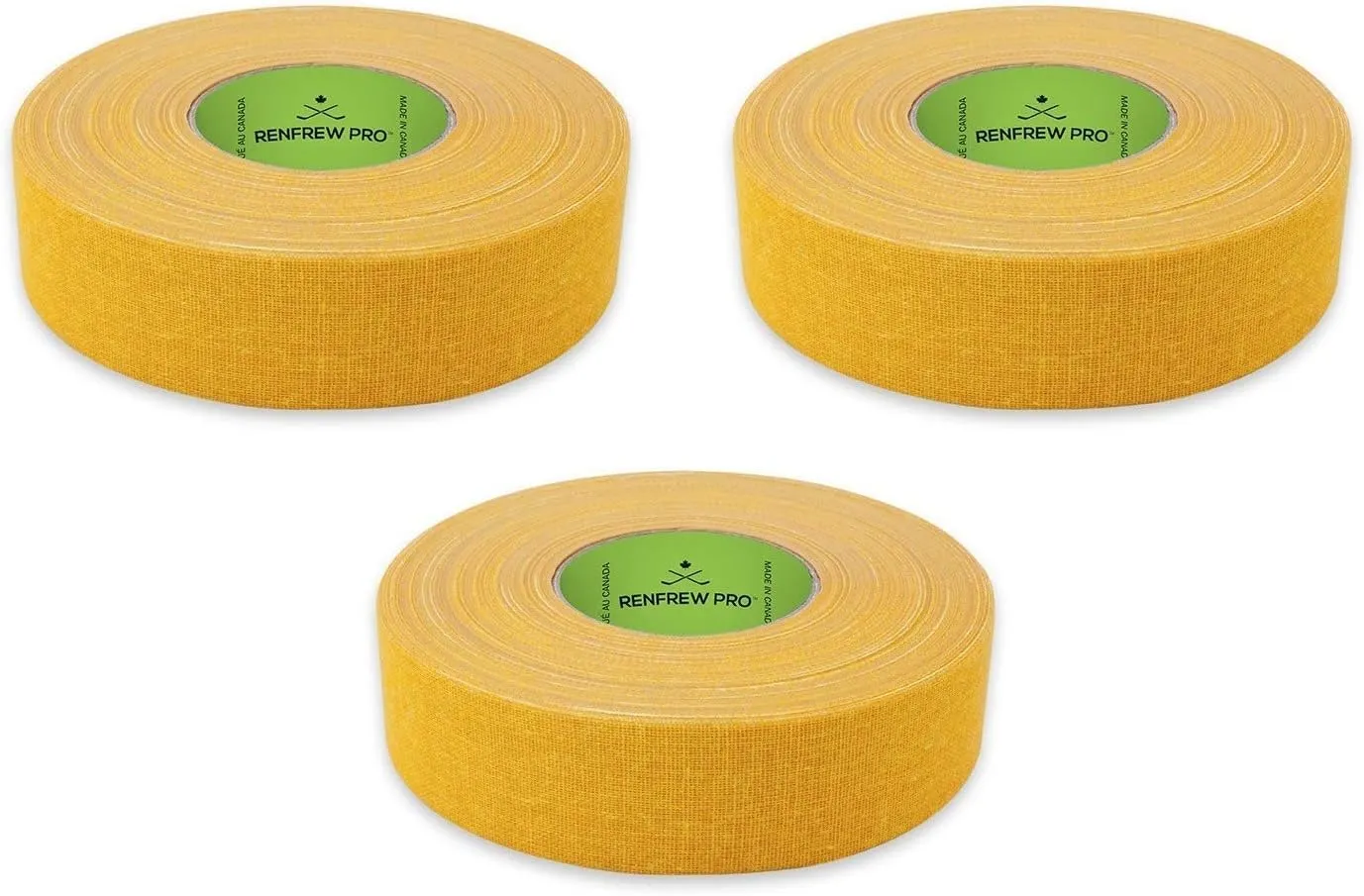 Renfrew Pro (3 Roll Pack Cloth Hockey Stick, Blade Tape - 24MM x 25M (Gold/Yellow)