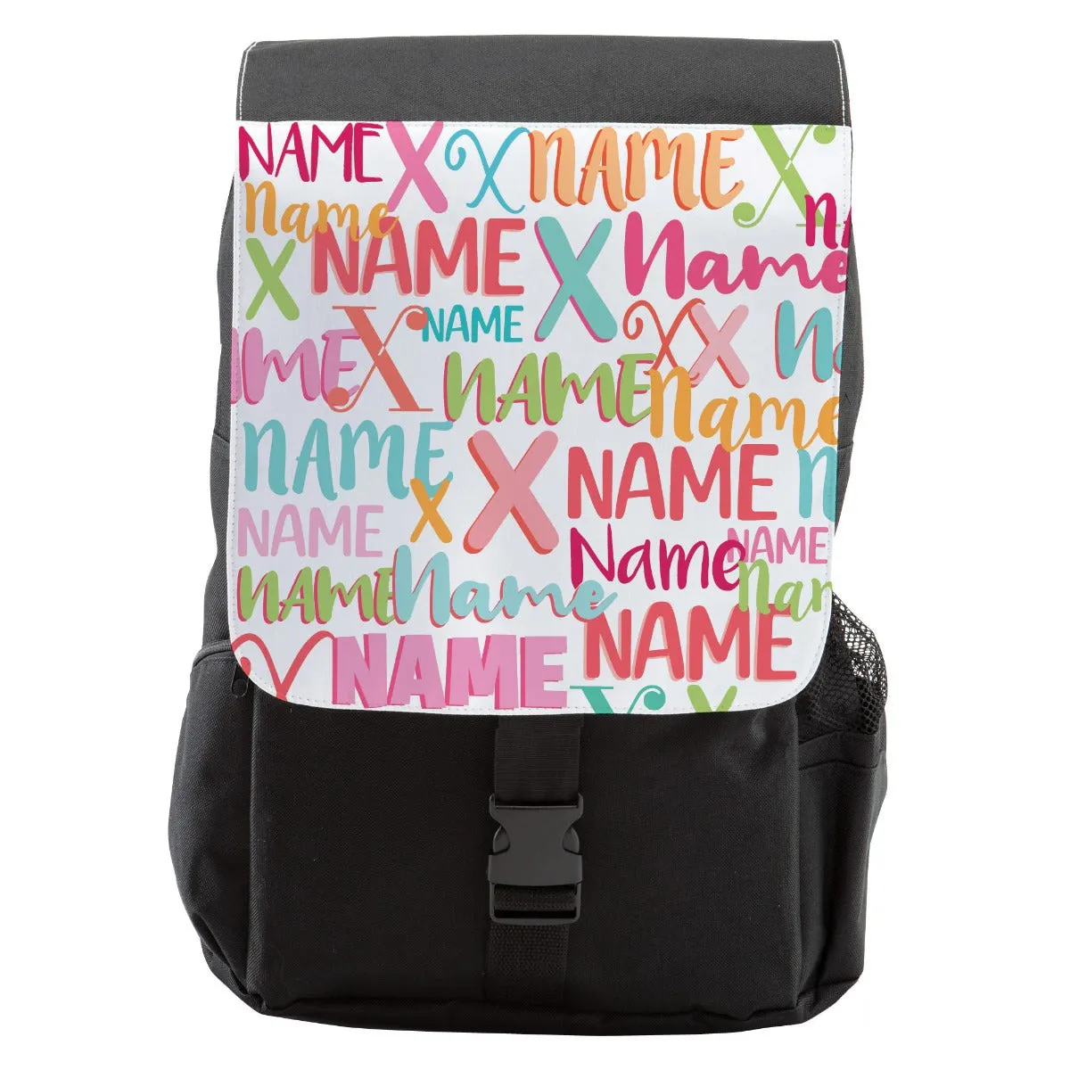Repeating Name and Initial Pink Pattern Backpack