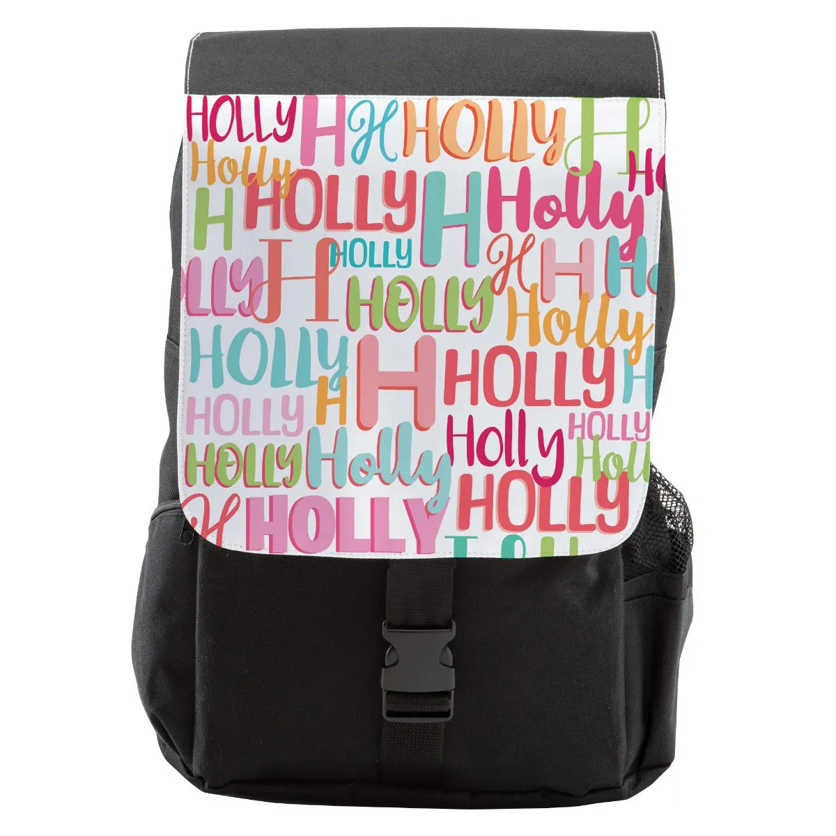 Repeating Name and Initial Pink Pattern Backpack