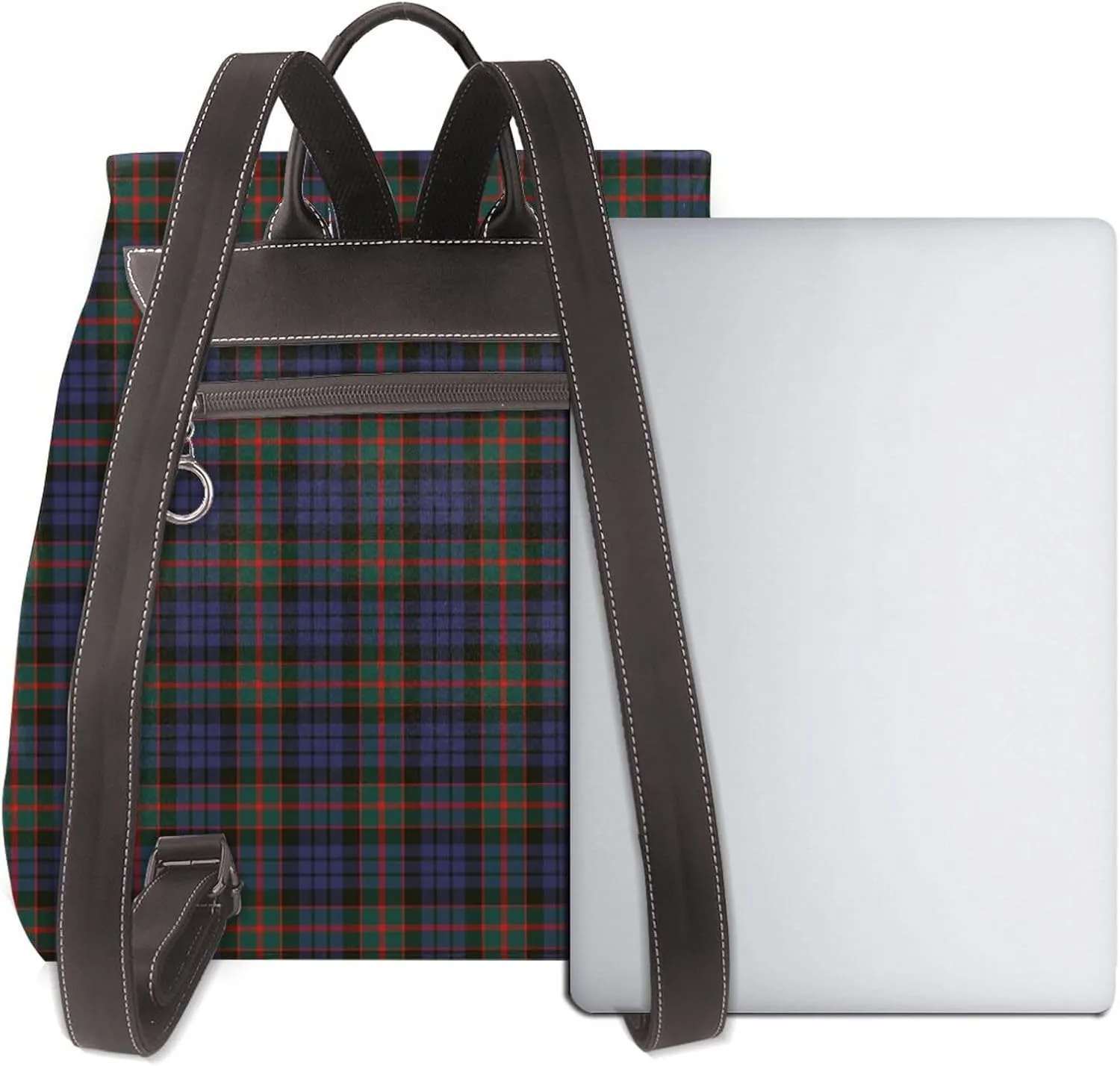 Retro Leather Shoulder Bag Fletcher of Dunans Modern Tartan Backpack Practical Daypack Purse for Women Ladies