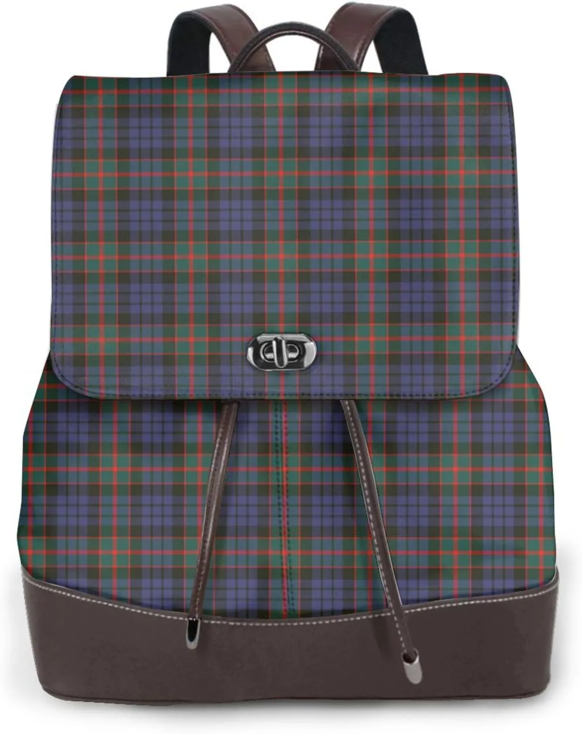 Retro Leather Shoulder Bag Fletcher of Dunans Modern Tartan Backpack Practical Daypack Purse for Women Ladies