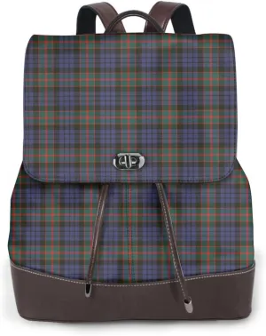 Retro Leather Shoulder Bag Fletcher of Dunans Modern Tartan Backpack Practical Daypack Purse for Women Ladies