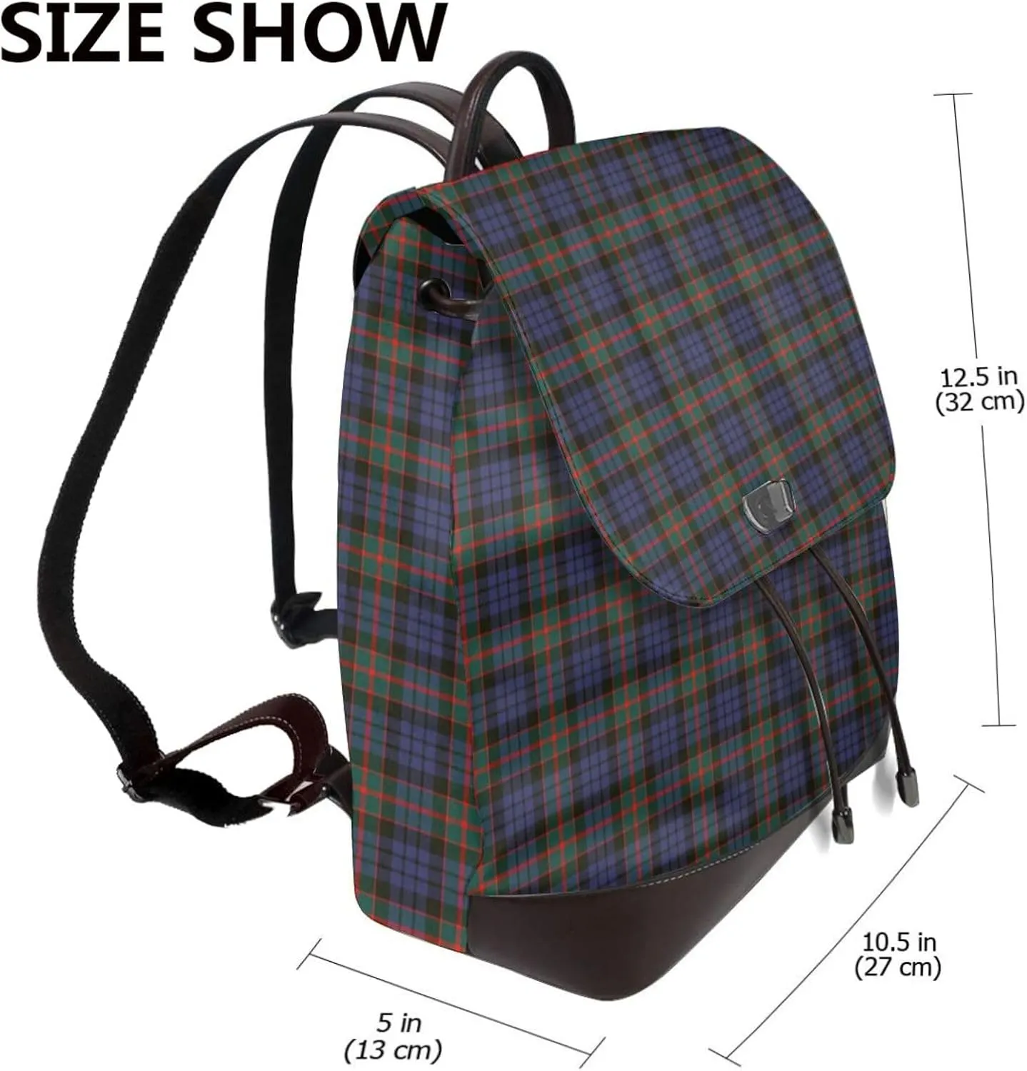 Retro Leather Shoulder Bag Fletcher of Dunans Modern Tartan Backpack Practical Daypack Purse for Women Ladies