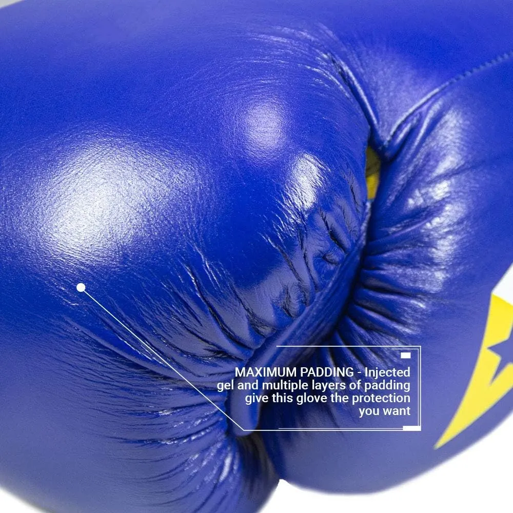 Revgear S4 Sentinel Lace Pro Leather Gel Boxing Gloves | Ridged Wrists for Protection | Multi-Layer Gel Padding