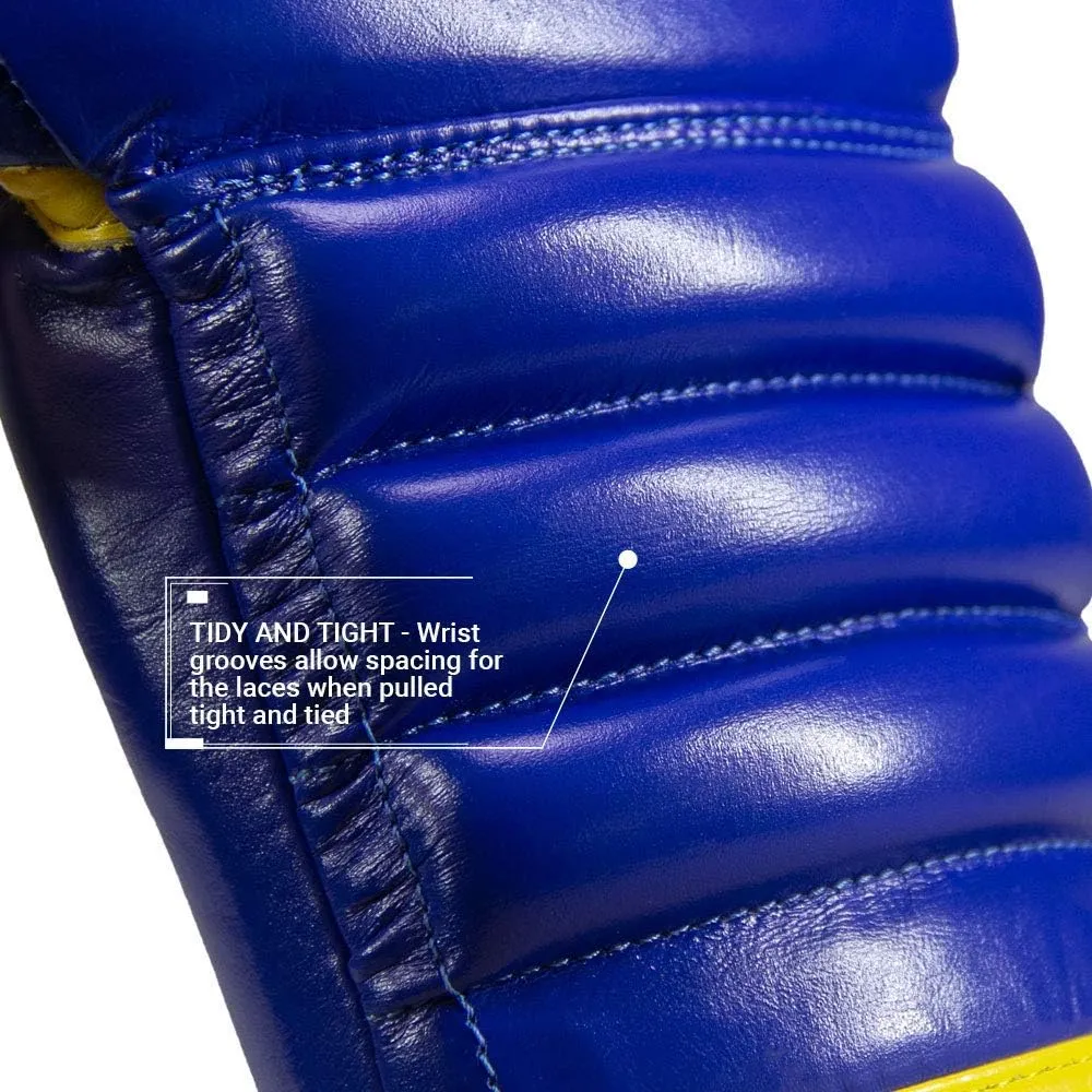 Revgear S4 Sentinel Lace Pro Leather Gel Boxing Gloves | Ridged Wrists for Protection | Multi-Layer Gel Padding