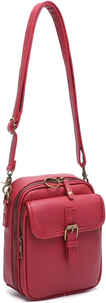 RFID blocking Anti-theft Crossbody Bag Vintage Mini Messenger Bag Travel Waterproof Purse with Built in Wallet