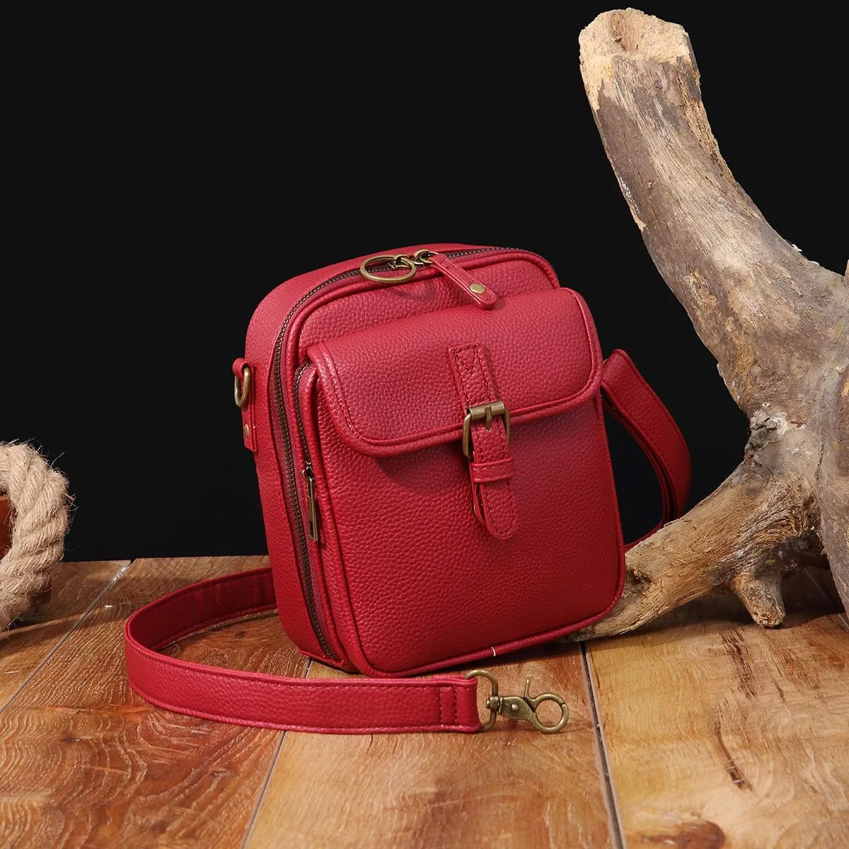 RFID blocking Anti-theft Crossbody Bag Vintage Mini Messenger Bag Travel Waterproof Purse with Built in Wallet