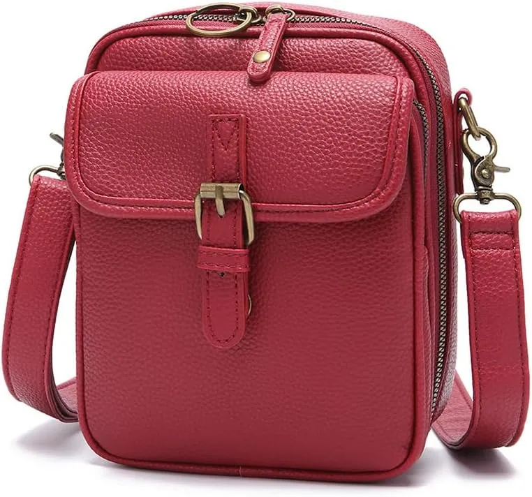 RFID blocking Anti-theft Crossbody Bag Vintage Mini Messenger Bag Travel Waterproof Purse with Built in Wallet