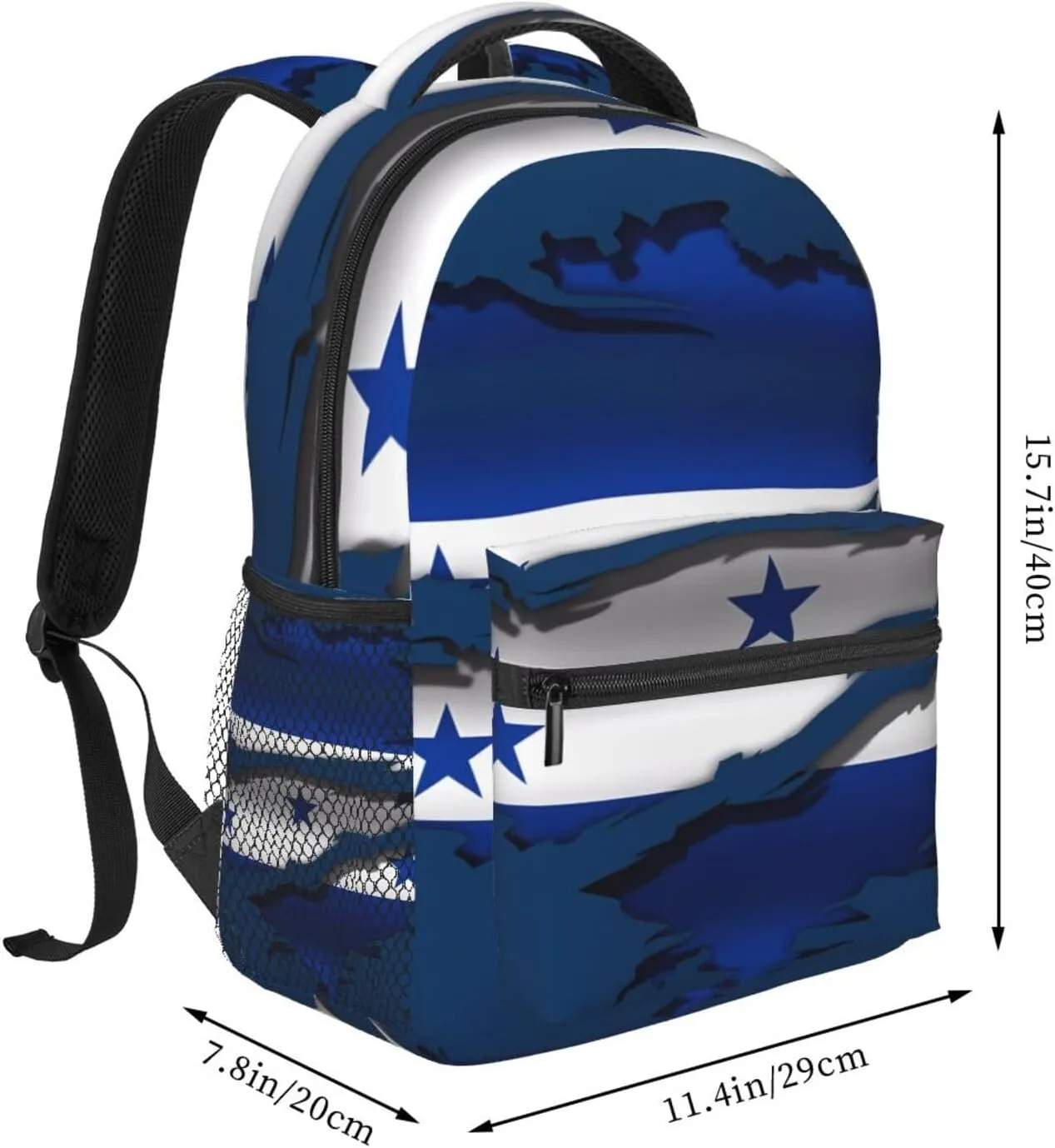 Ripped Honduras Flag Backpack Casual Laptop Backpack Double Shoulder Bag Lightweight Backpack For Women Men Travel