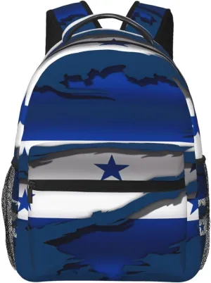 Ripped Honduras Flag Backpack Casual Laptop Backpack Double Shoulder Bag Lightweight Backpack For Women Men Travel