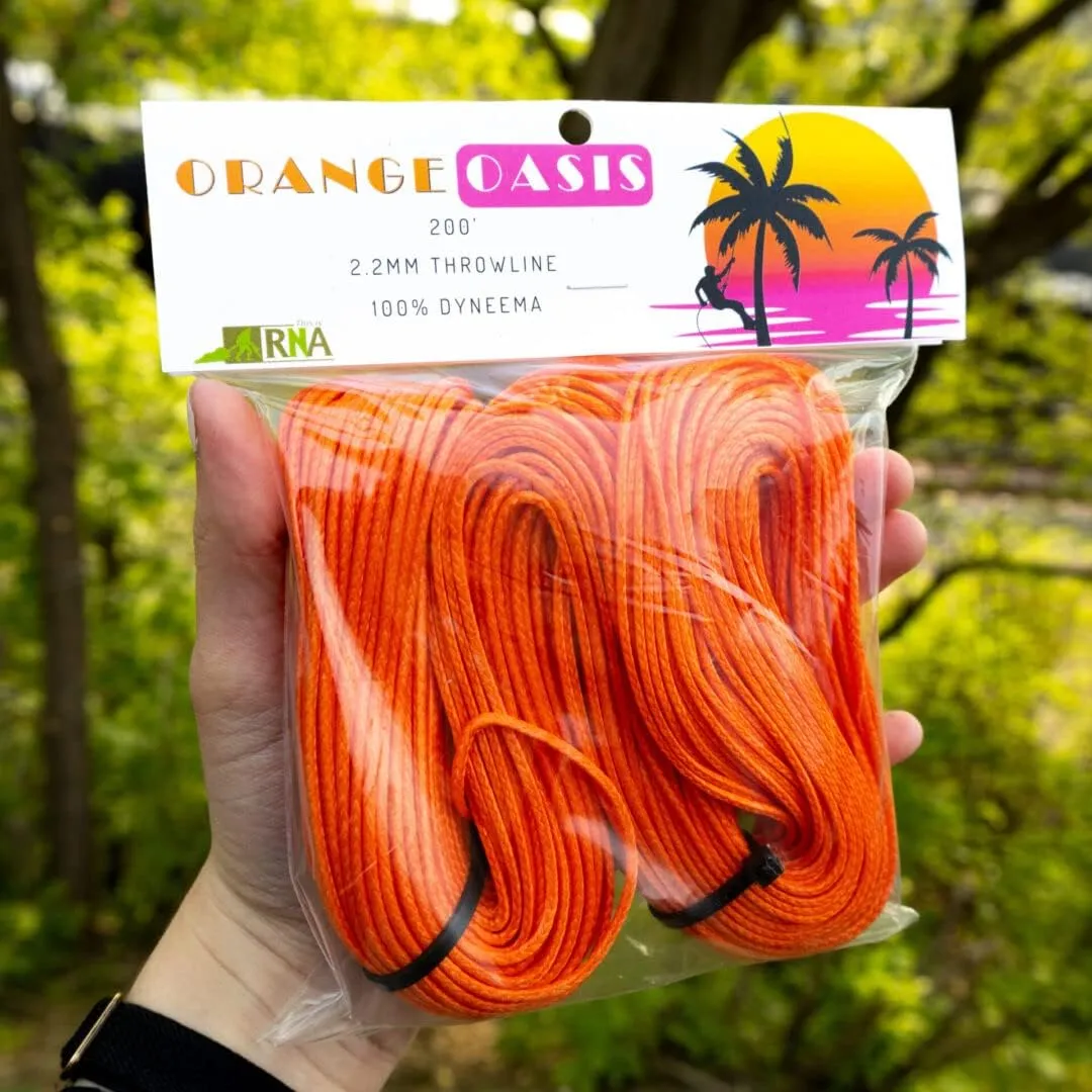 RNA 2.2mm Orange Oasis 200 feet Throwline - Manufactured with Dyneema and a Specially Formulated Polymer Coating