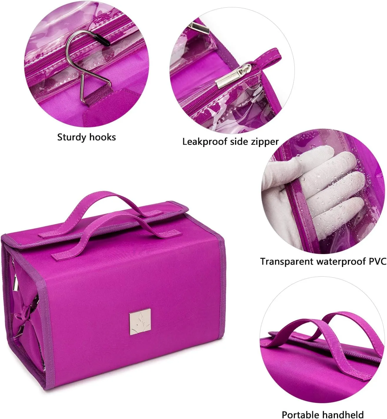 Roll Up Makeup Bag, Travel Toiletry Bag for Women with 4 Clear TSA Approved Pouches, Hanging Travel Organizer, Folding Cosmetic Bag for Men and Women