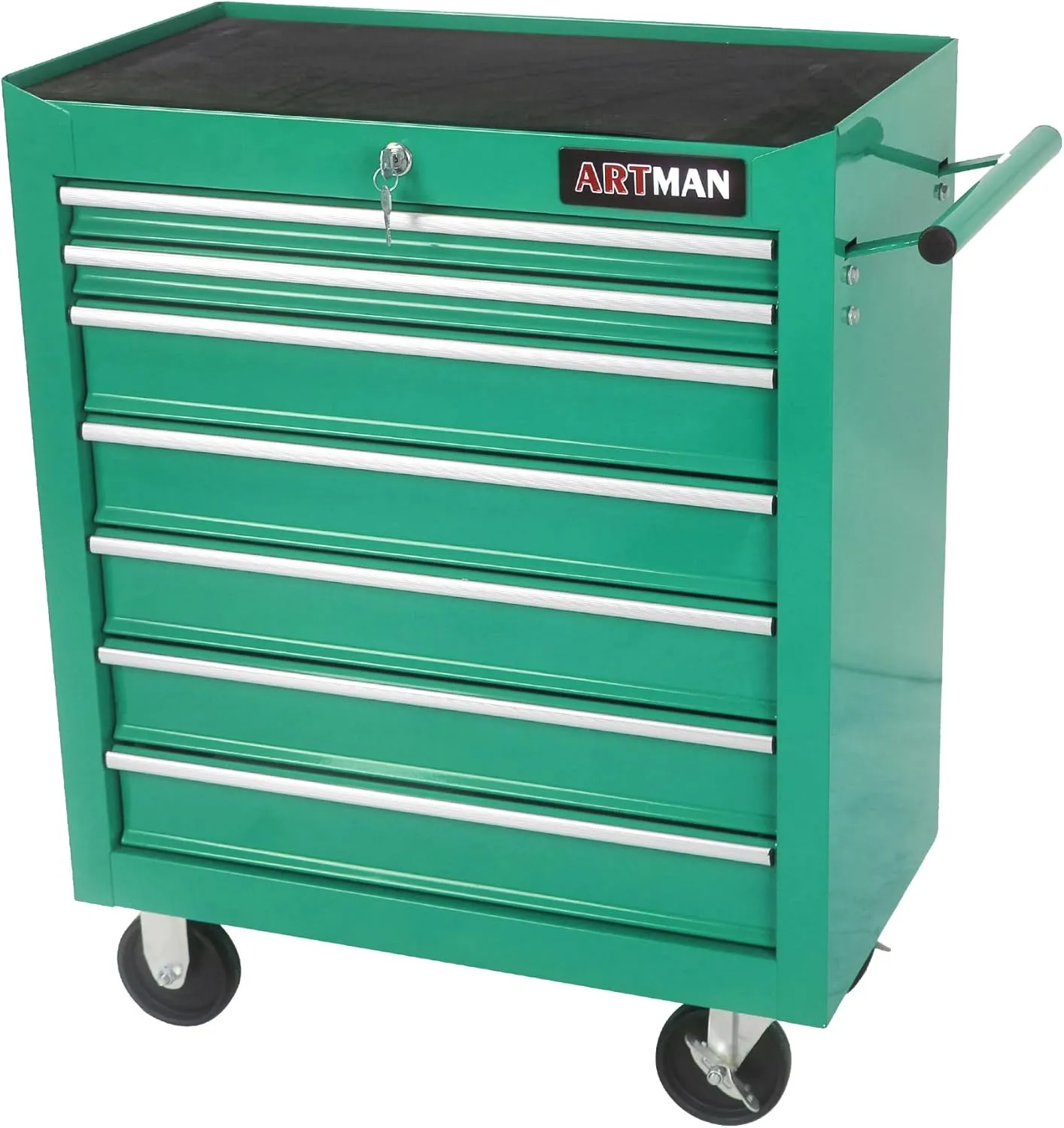 Rolling Tool Chest Metal Tool Box with Wheels Tool Cabinet Craftsman Tool Cart on Wheels Tool Box Portable Tool Box with Wheels 7 Drawers Multifunctional Tool Cart with Wheels, Green