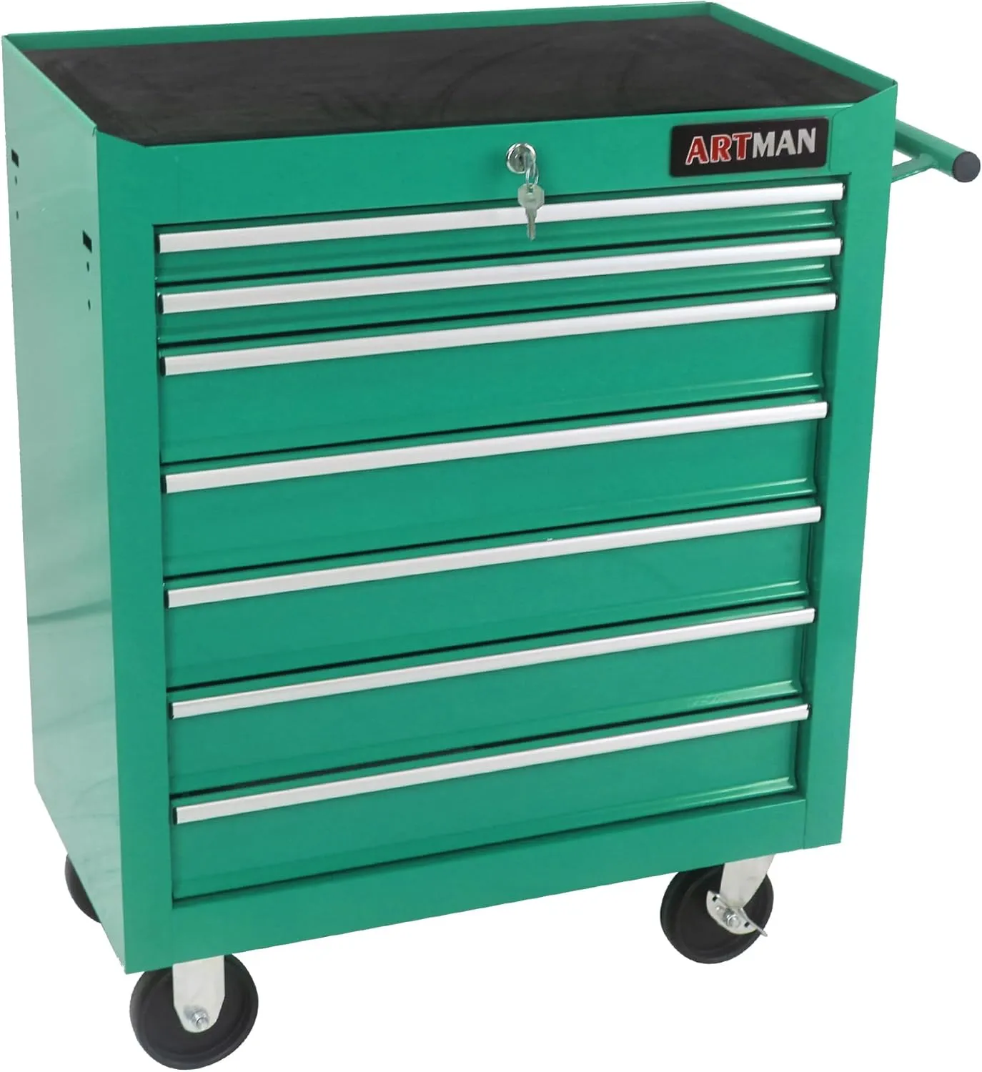 Rolling Tool Chest Metal Tool Box with Wheels Tool Cabinet Craftsman Tool Cart on Wheels Tool Box Portable Tool Box with Wheels 7 Drawers Multifunctional Tool Cart with Wheels, Green